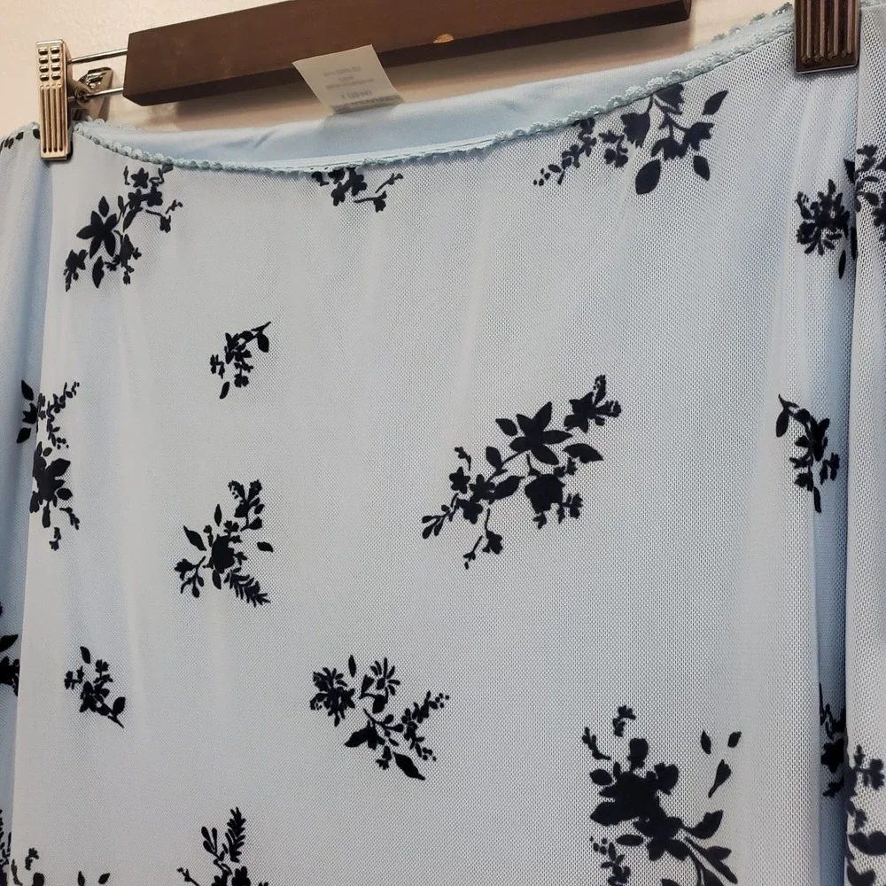 No Boundaries Womens Velvet Burnout Fairy Skirt‎ Size L Blue Soft Girl Event